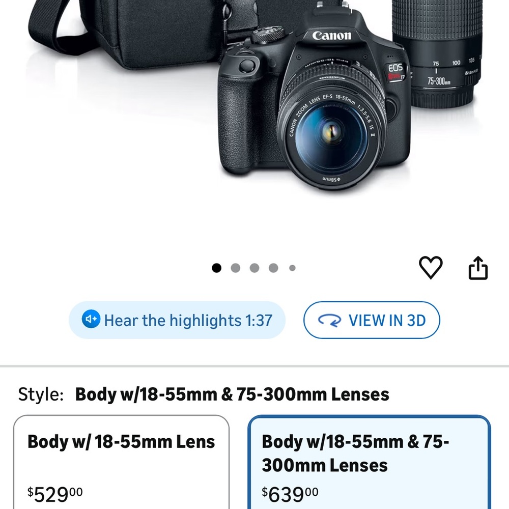 Canon EOS DSLR Camera with Dual Lenses - Black